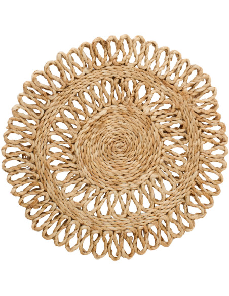 Set de Table bohème chic Rond 20 cm Jute Naturel Tressé Soléra 