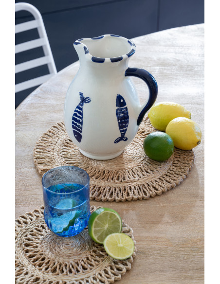 Set de Table bohème chic Rond 20 cm Jute Naturel Tressé Soléra 