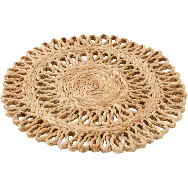 Set de Table bohème chic Rond 20 cm Jute Naturel Tressé Soléra 