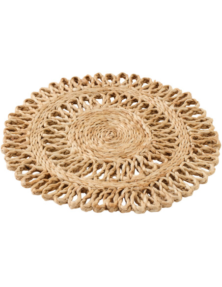 Set de Table bohème chic Rond 20 cm Jute Naturel Tressé Soléra 