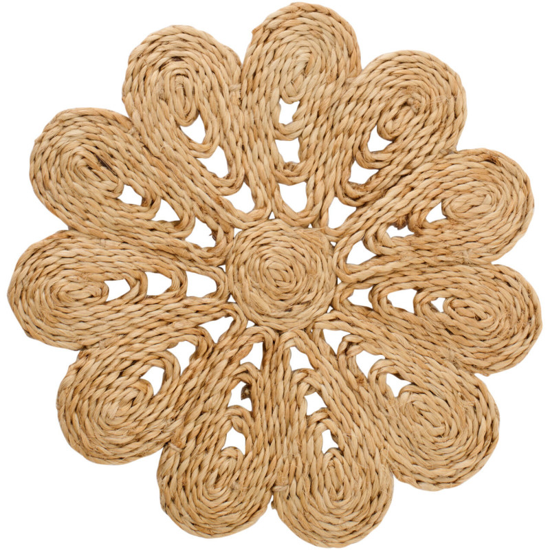 Set de Table bohème chic Fleur 20 cm Jute Naturel Tressé Florova 