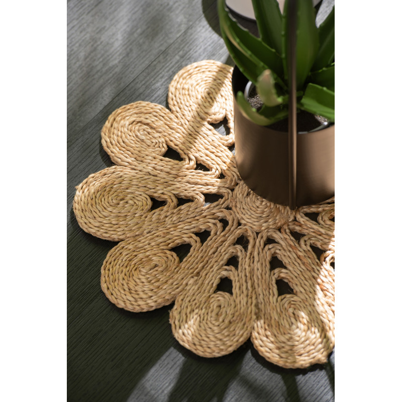 Set de Table bohème chic Fleur 20 cm Jute Naturel Tressé Florova 