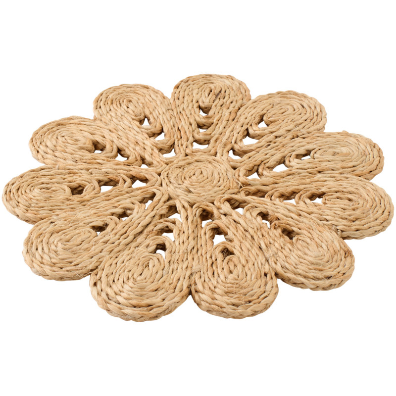 Set de Table bohème chic Fleur 20 cm Jute Naturel Tressé Florova 