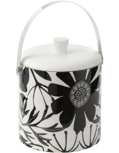 Seau à glaçons Japandi chic Plastique Noir Blanc Motif fleurs Métal Florikio 