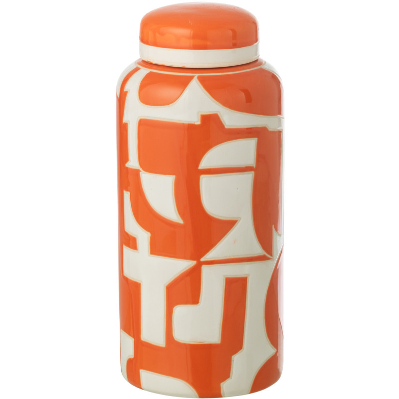 Pot déco style memphis H 30 cm Porcelaine Orange Blanc Motif géométrique Atypika 