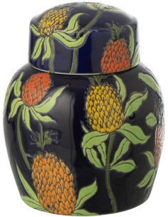 Pot déco style art déco végétal Porcelaine Bleu Motif ananas Noctiflo 