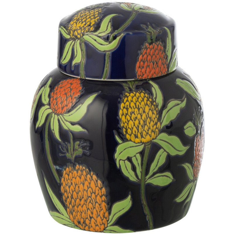 Pot déco style art déco végétal Porcelaine Bleu Motif ananas Noctiflo 