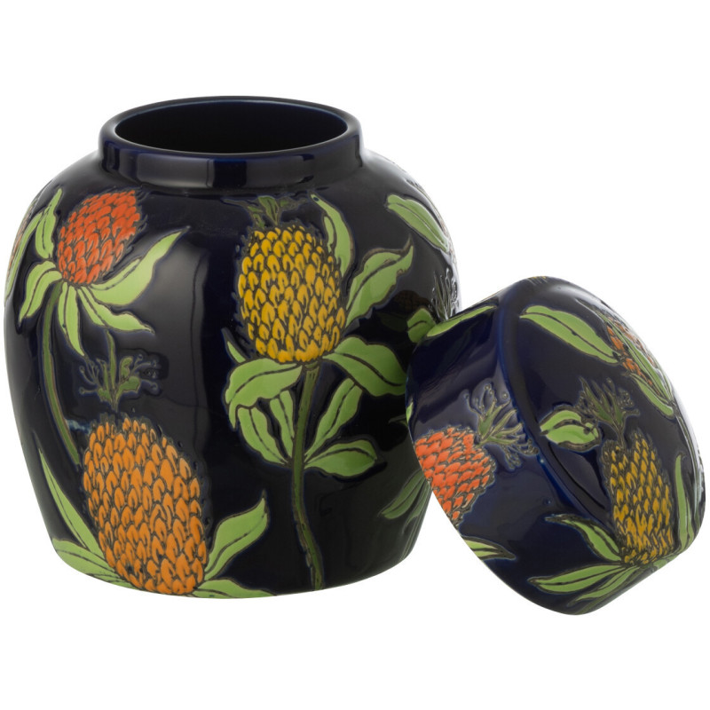 Pot déco style art déco végétal Porcelaine Bleu Motif ananas Noctiflo 