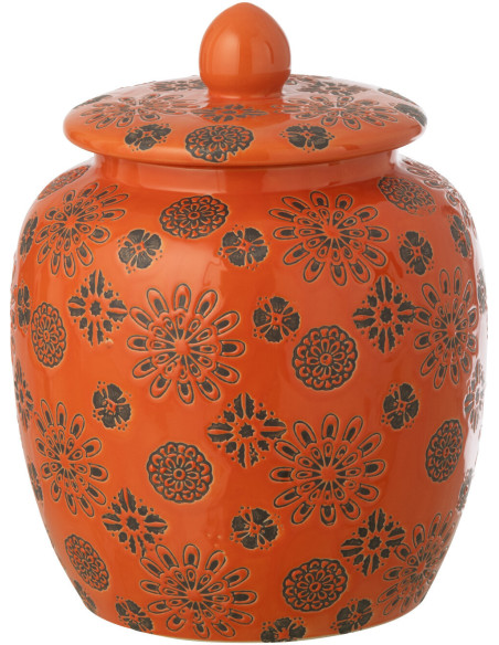 Pot déco bohème méditérrannéen Porcelaine Orange Motif fleurs Soleyada 