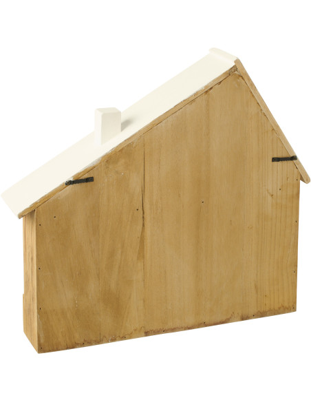 Porte-clés mural bord de mer Maison 5 crochets 44 cm Bois de paulownia Naturel Blanc Nautina 