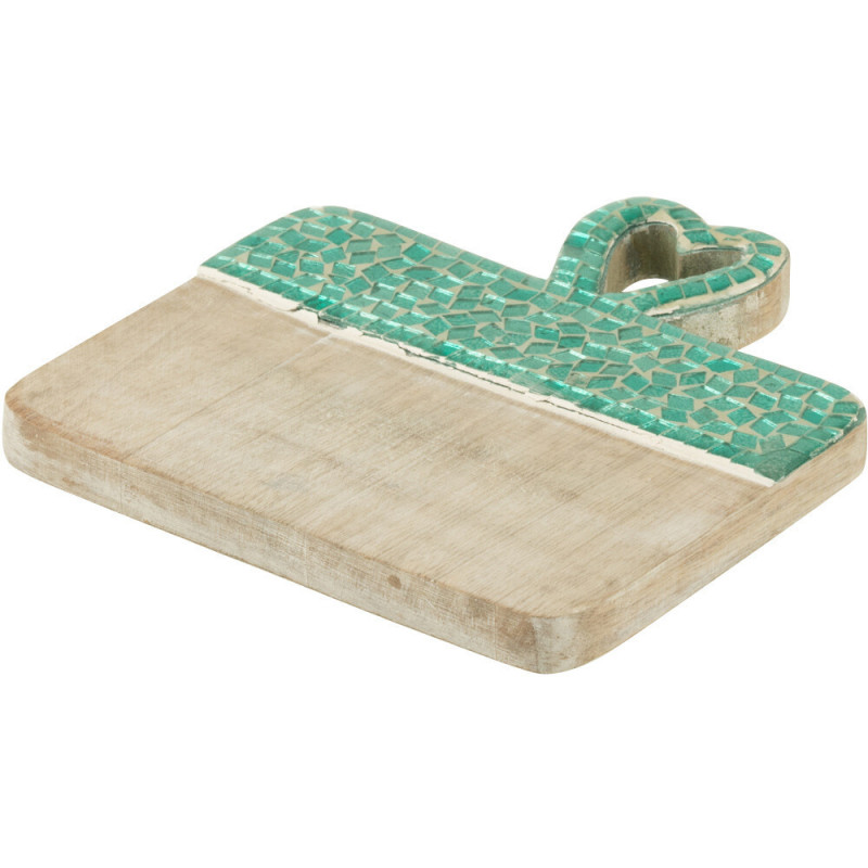 Planche apéro style méditérrannéen Rectangulaire 20 cm Bois de manguier Naturel Turquoise Mosaïque Kalanka 
