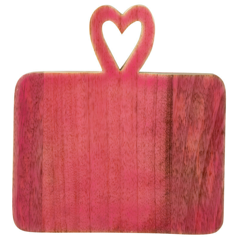 Planche apéro romantique chic Rectangulaire 20 cm Bois de manguier Naturel Rose Amorossi 