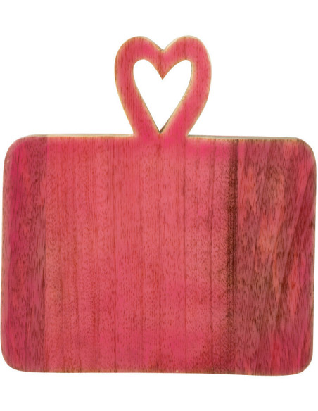 Planche apéro romantique chic Rectangulaire 20 cm Bois de manguier Naturel Rose Amorossi 