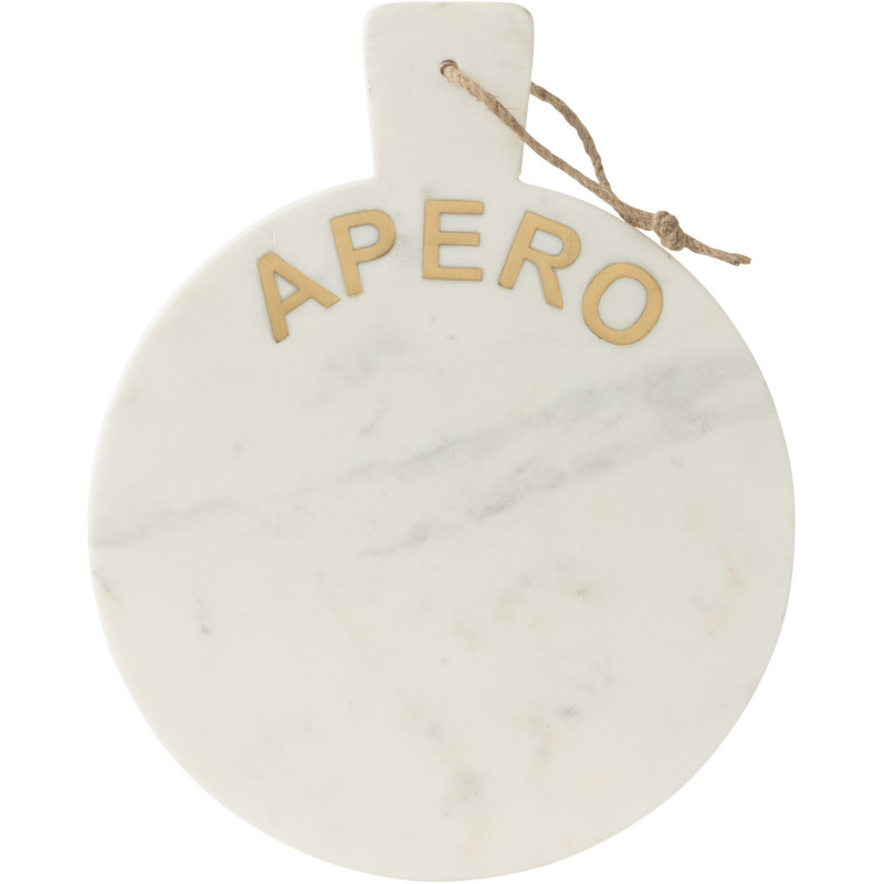 Planche apéro design chic Ronde 38 cm Marbre Blanc Doré Aperizia 