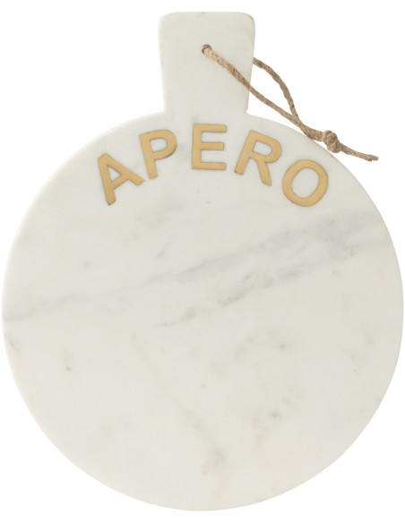 Planche apéro design chic Ronde 38 cm Marbre Blanc Doré Aperizia 