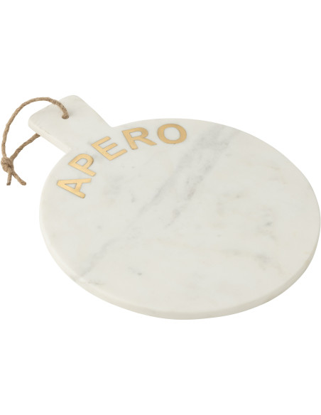 Planche apéro design chic Ronde 38 cm Marbre Blanc Doré Aperizia 
