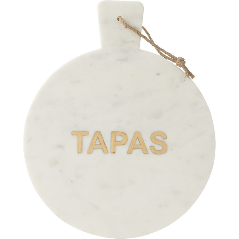 Planche à tapas design chic Ronde 38 cm Marbre Blanc Doré Aperizia 
