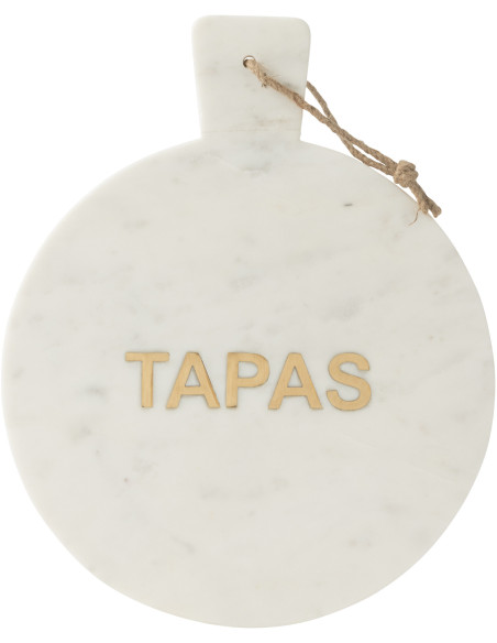 Planche à tapas design chic Ronde 38 cm Marbre Blanc Doré Aperizia 