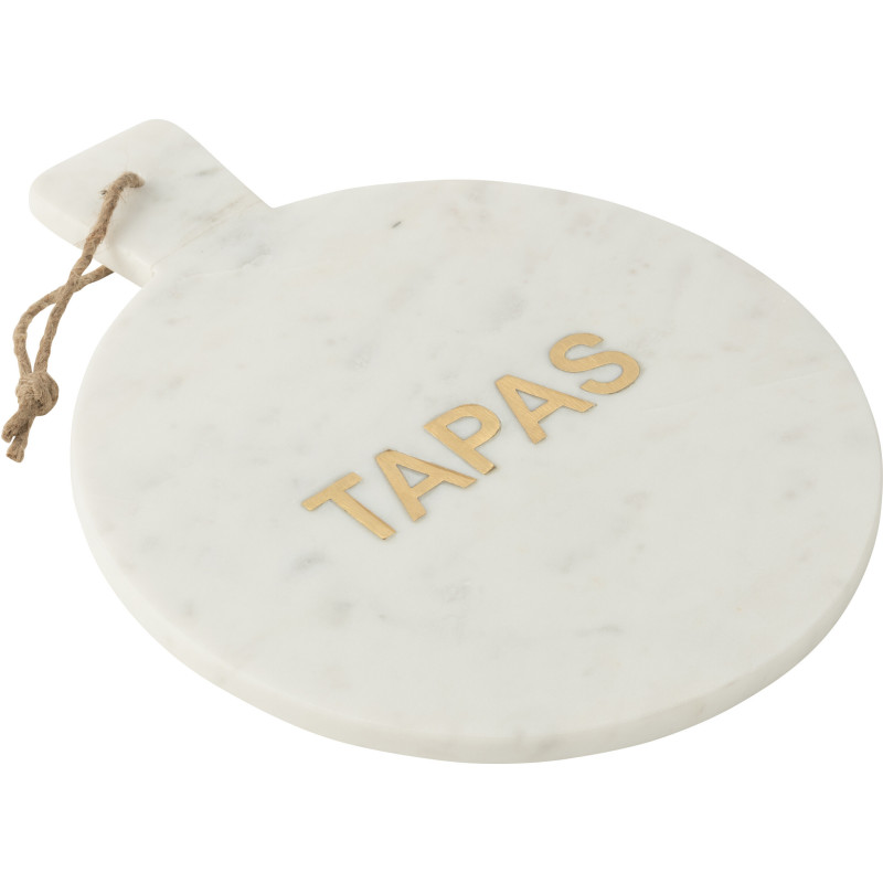 Planche à tapas design chic Ronde 38 cm Marbre Blanc Doré Aperizia 