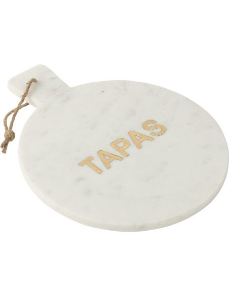 Planche à tapas design chic Ronde 38 cm Marbre Blanc Doré Aperizia 
