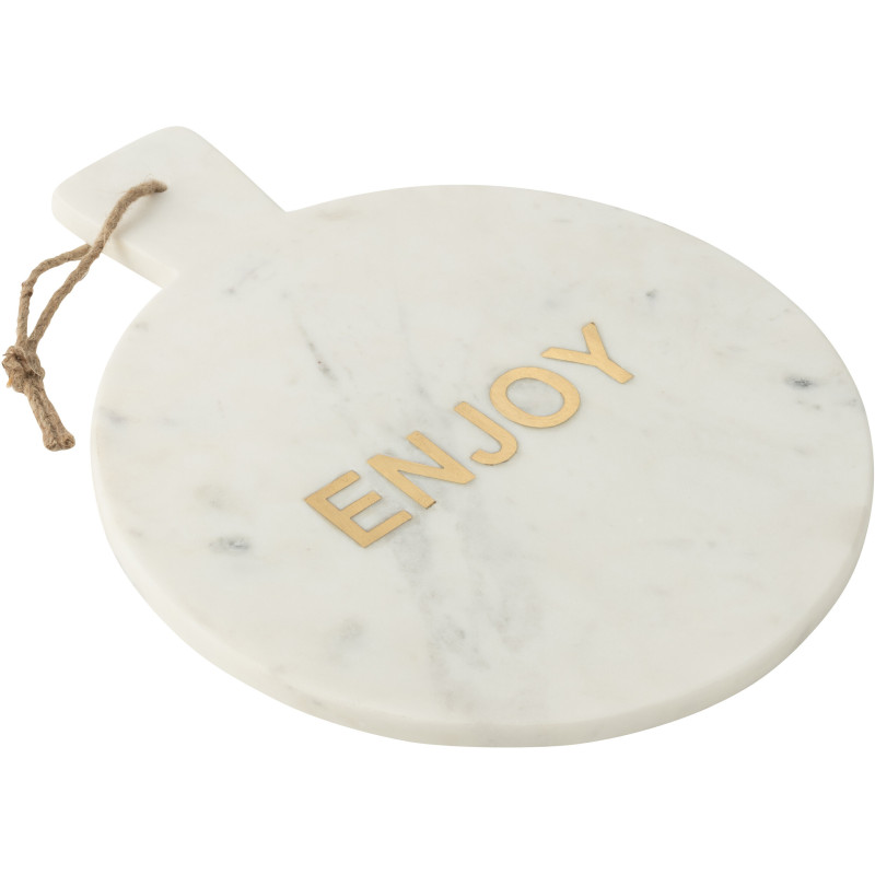 Planche à fromages design chic Ronde 38 cm Marbre Blanc Doré Aperizia 