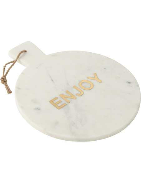 Planche à fromages design chic Ronde 38 cm Marbre Blanc Doré Aperizia 