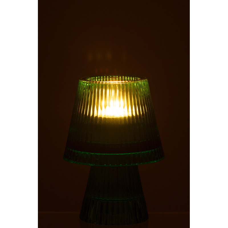 Photophore sur pied design Champignon Verre Vert Lumiop 