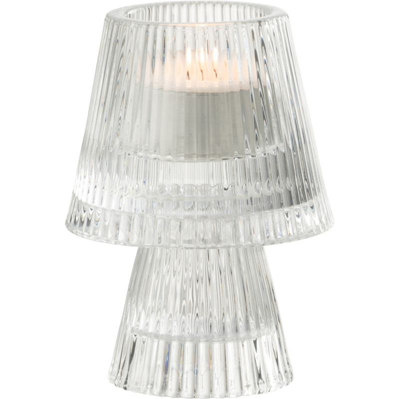 Photophore sur pied design Champignon Verre Transparent Lumiop 