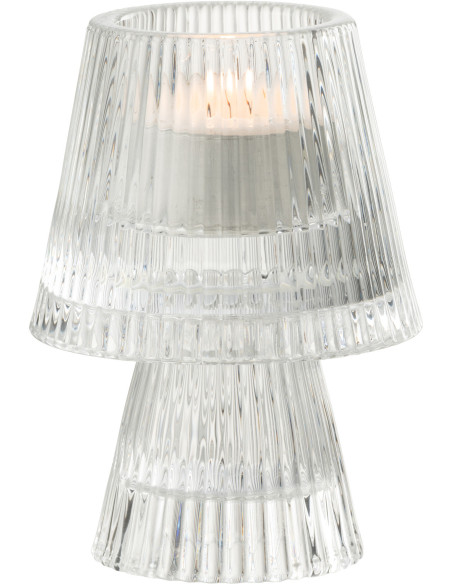 Photophore sur pied design Champignon Verre Transparent Lumiop 