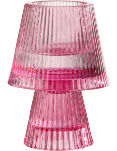 Photophore sur pied design Champignon Verre Rose fuchsia Lumiop 