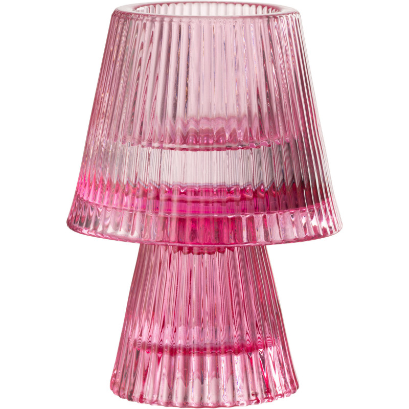 Photophore sur pied design Champignon Verre Rose fuchsia Lumiop 