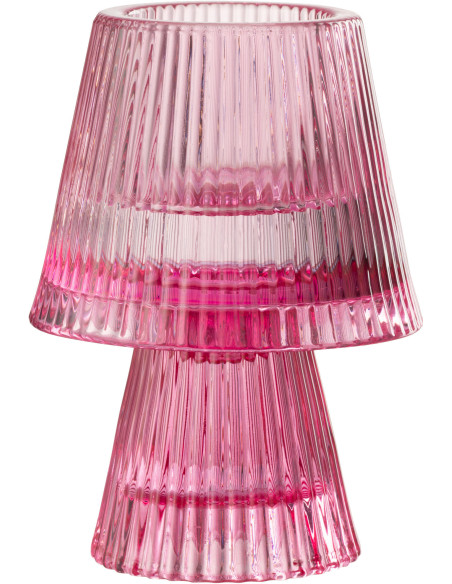 Photophore sur pied design Champignon Verre Rose fuchsia Lumiop 