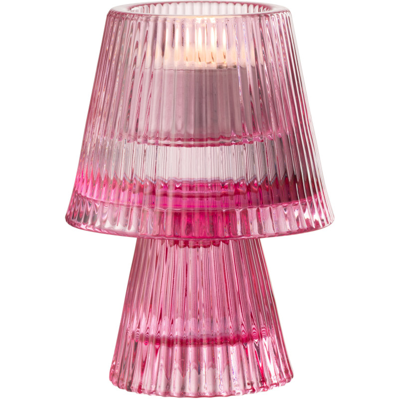 Photophore sur pied design Champignon Verre Rose fuchsia Lumiop 
