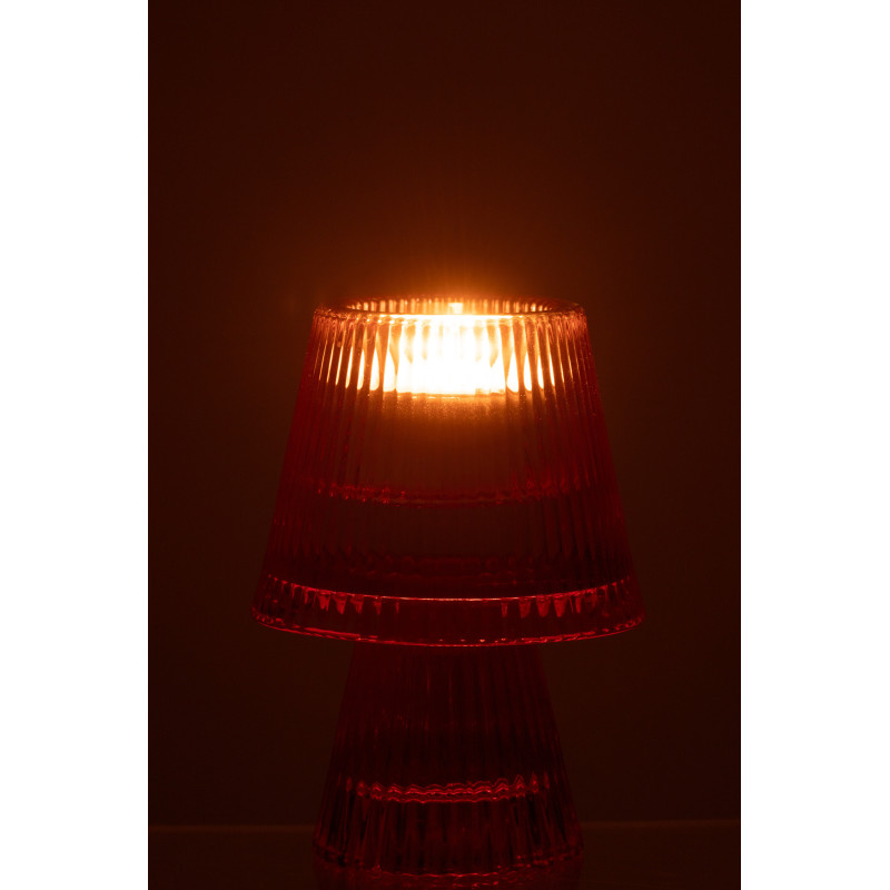 Photophore sur pied design Champignon Verre Rose fuchsia Lumiop 