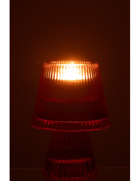 Photophore sur pied design Champignon Verre Rose fuchsia Lumiop 
