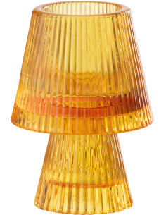 Photophore sur pied design Champignon Verre Orange Lumiop 