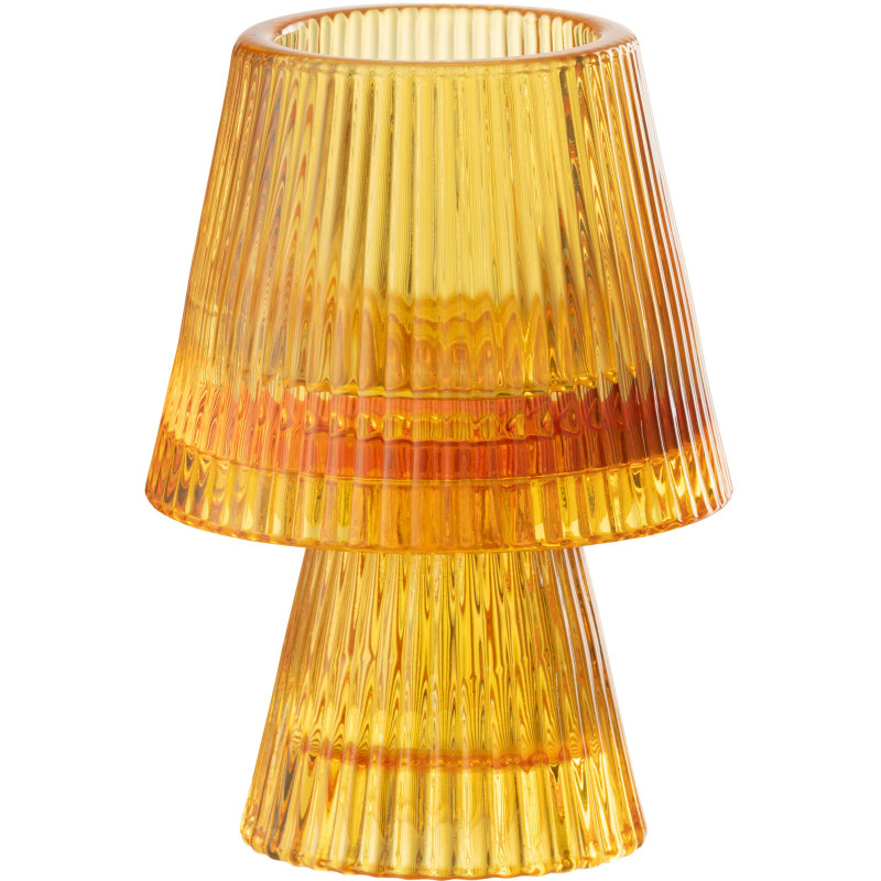 Photophore sur pied design Champignon Verre Orange Lumiop 