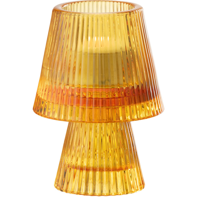 Photophore sur pied design Champignon Verre Orange Lumiop 