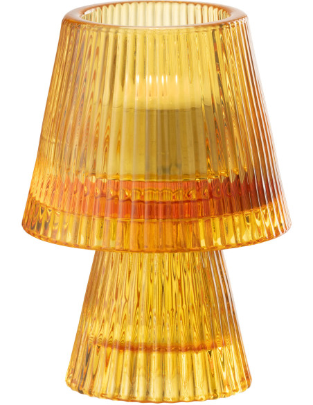 Photophore sur pied design Champignon Verre Orange Lumiop 