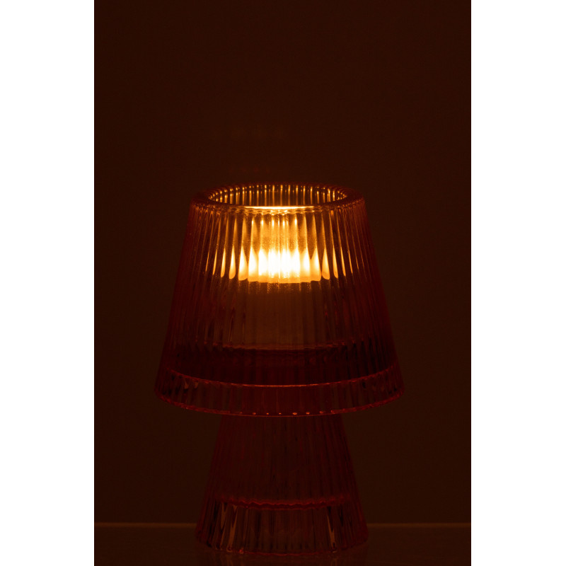Photophore sur pied design Champignon Verre Orange Lumiop 
