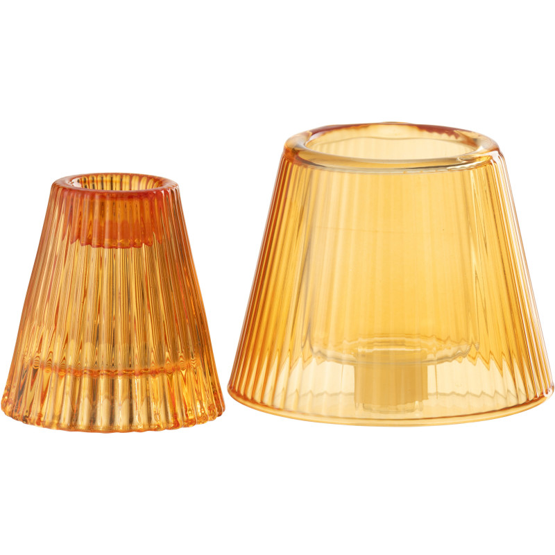 Photophore sur pied design Champignon Verre Orange Lumiop 