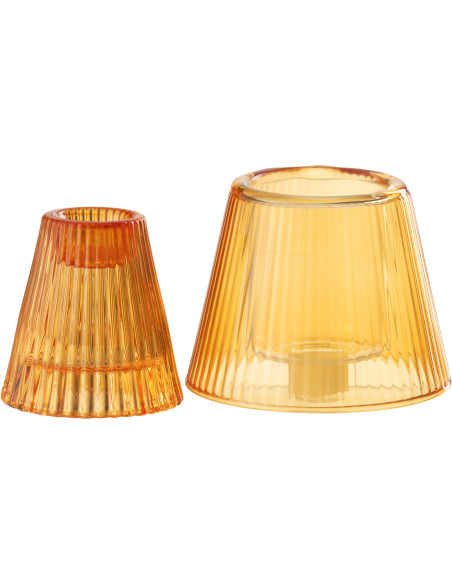 Photophore sur pied design Champignon Verre Orange Lumiop 