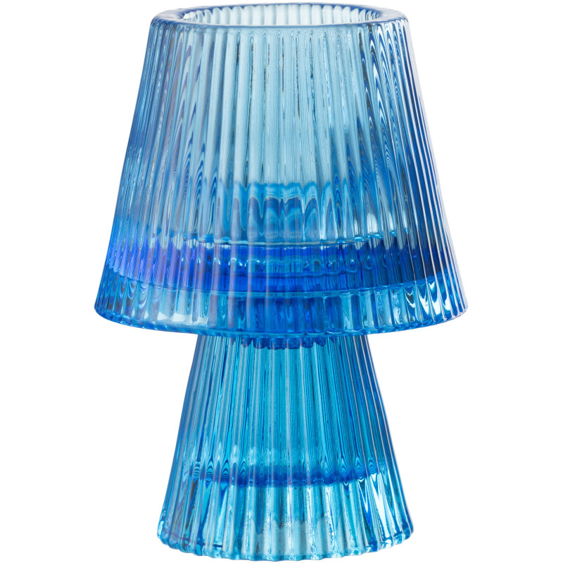 Photophore sur pied design Champignon Verre Bleu Lumiop 