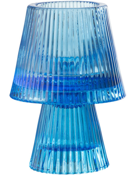 Photophore sur pied design Champignon Verre Bleu Lumiop 