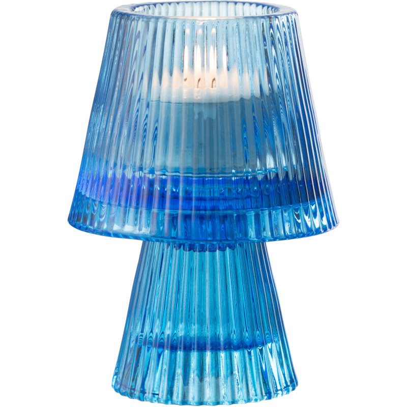 Photophore sur pied design Champignon Verre Bleu Lumiop 