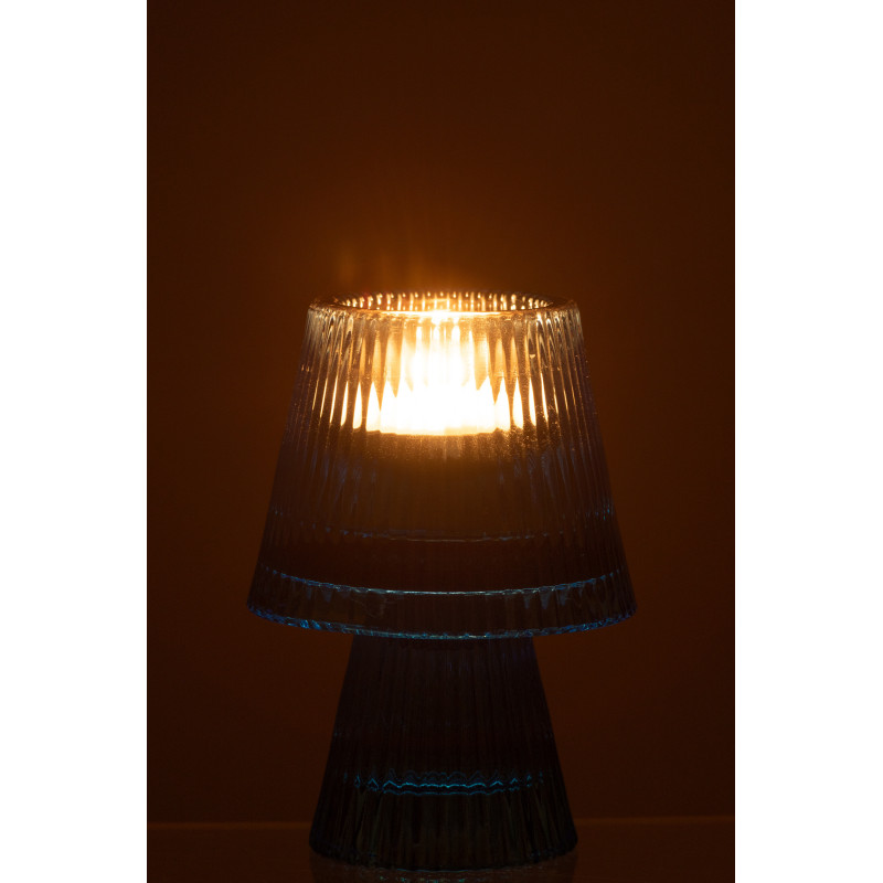 Photophore sur pied design Champignon Verre Bleu Lumiop 