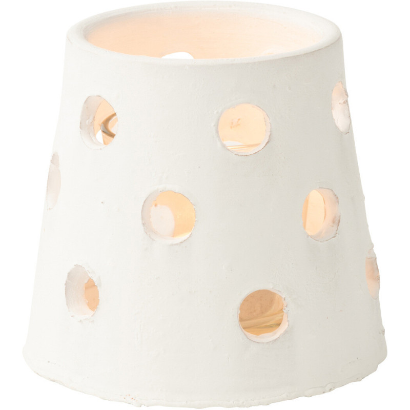 Photophore style bord de mer Conique 9 cm Argile Blanc Verre Transparent Ibiza 