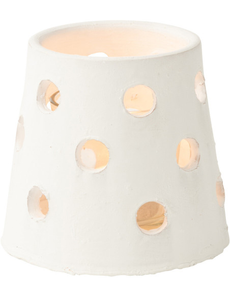 Photophore style bord de mer Conique 9 cm Argile Blanc Verre Transparent Ibiza 