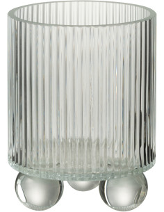 Photophore moderne sur pied D 12 cm Verre Transparent Clara 