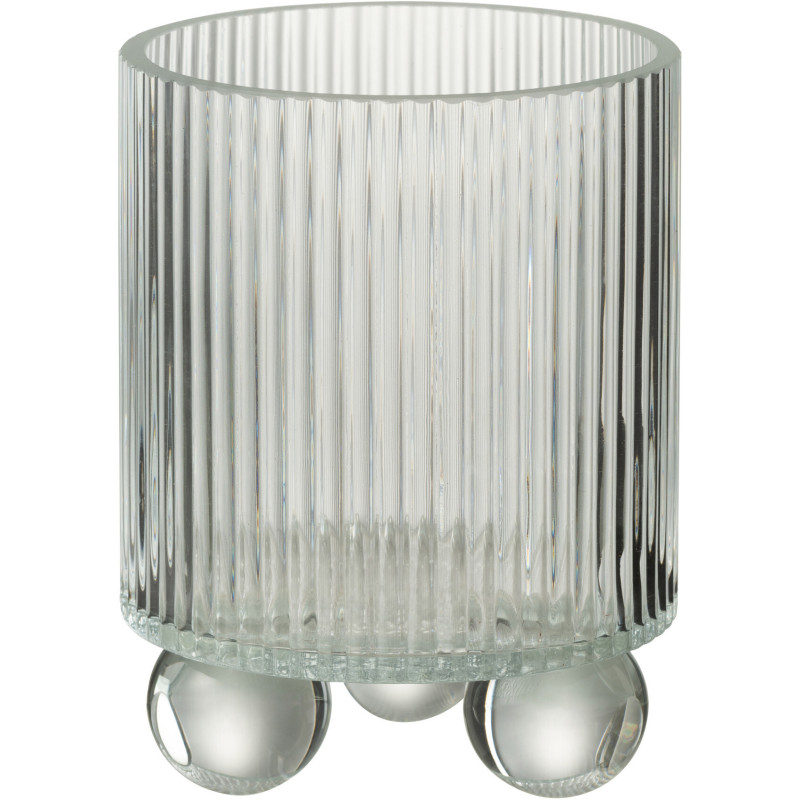 Photophore moderne sur pied D 12 cm Verre Transparent Clara 